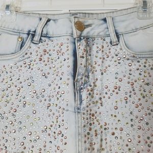 Boutique Rhinestone Skort Denim